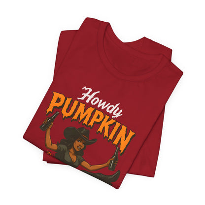 Howdy Pumpkin Shirt – Funny Black Cowgirl Western Halloween Tee