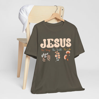 Jesus The Way The Truth The Life Shirt – Groovy Floral John 14:6 Christian Tee