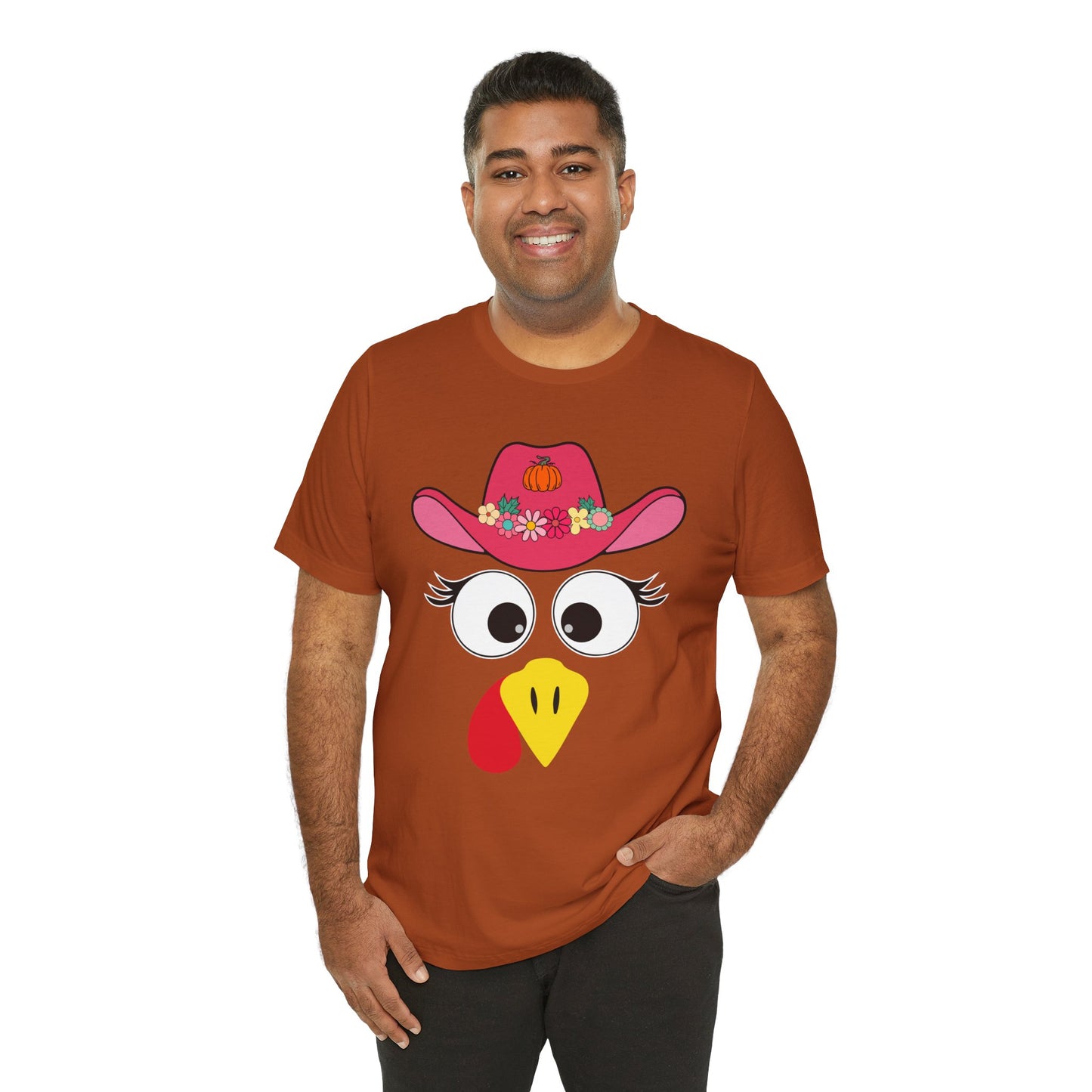 Thanksgiving Matching Couples Shirt Funny Turkey Face Cowboy Cowgirl Tee
