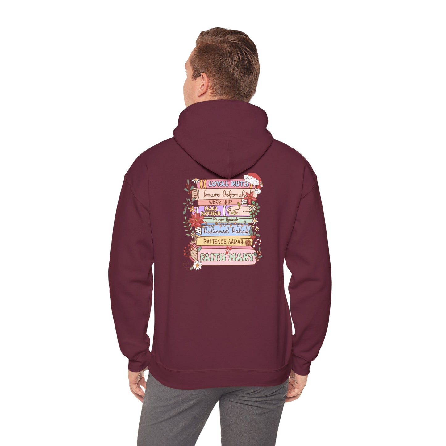 Christmas Bible Verse Hoodie – Christian Book Flowers Jesus Faith Pullover