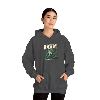 Howdy Cow Abduction Hoodie – Western UFO Rodeo Cactus Desert Texas Pullover