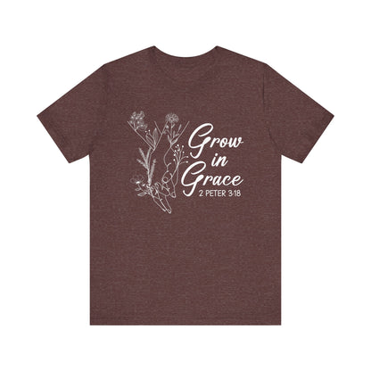 Grow in Grace Shirt – 2 Peter 3:18 Floral Christian Faith Bible Verse Tee