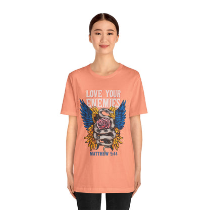 Love Your Enemies Shirt – Christian Matthew 5:44 Angel Wings Scripture Faith Tee