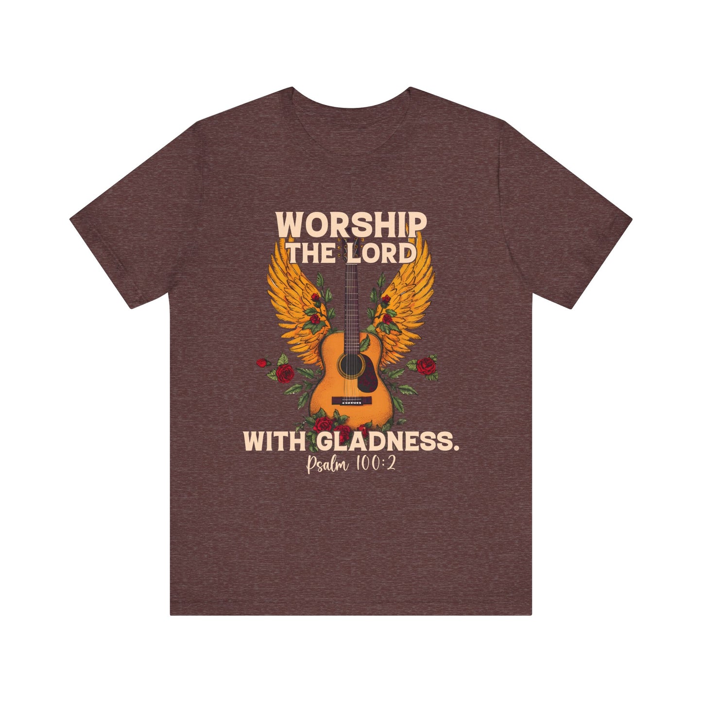 Retro Worship the Lord with Gladness Shirt – Psalm 100:2 Guitar Christian Tee