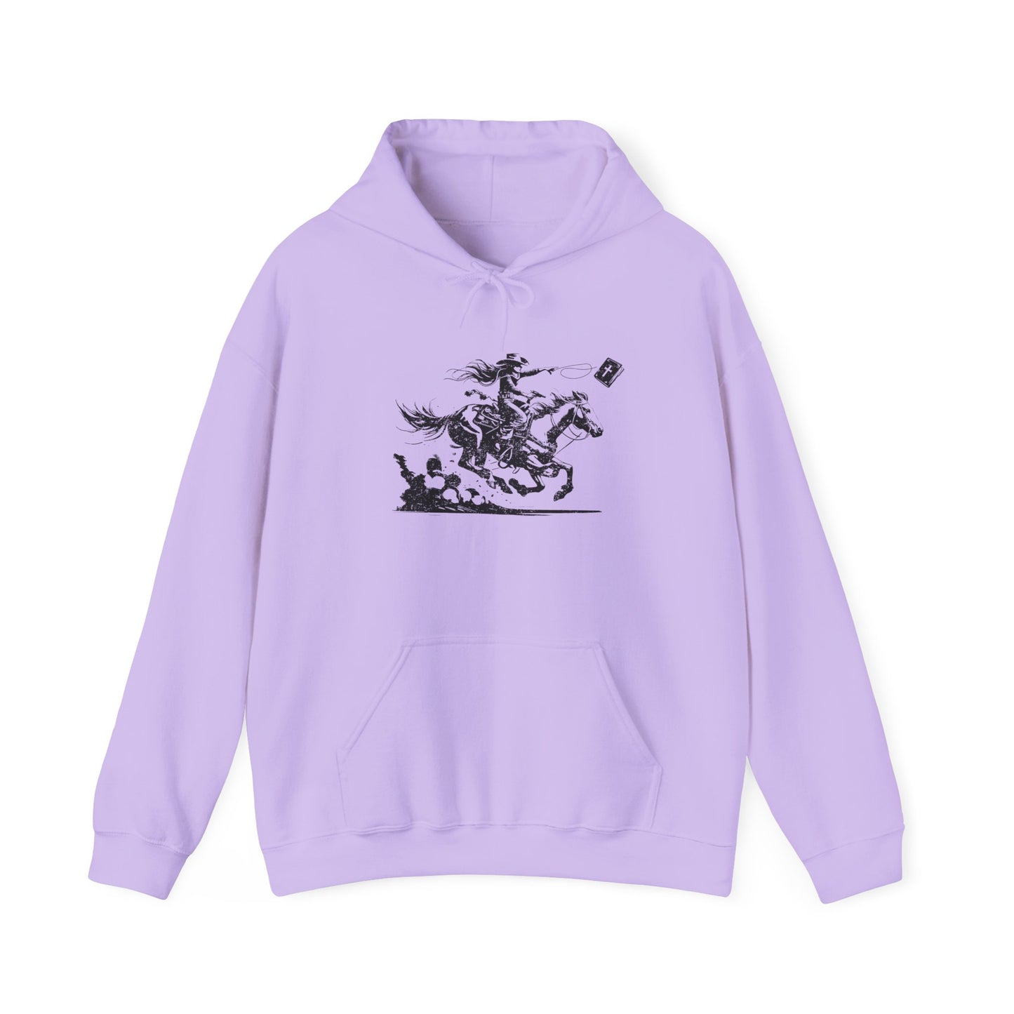 Cowgirl Riding Horse Hoodie – Christian Scripture Western Rodeo Texas Pullover