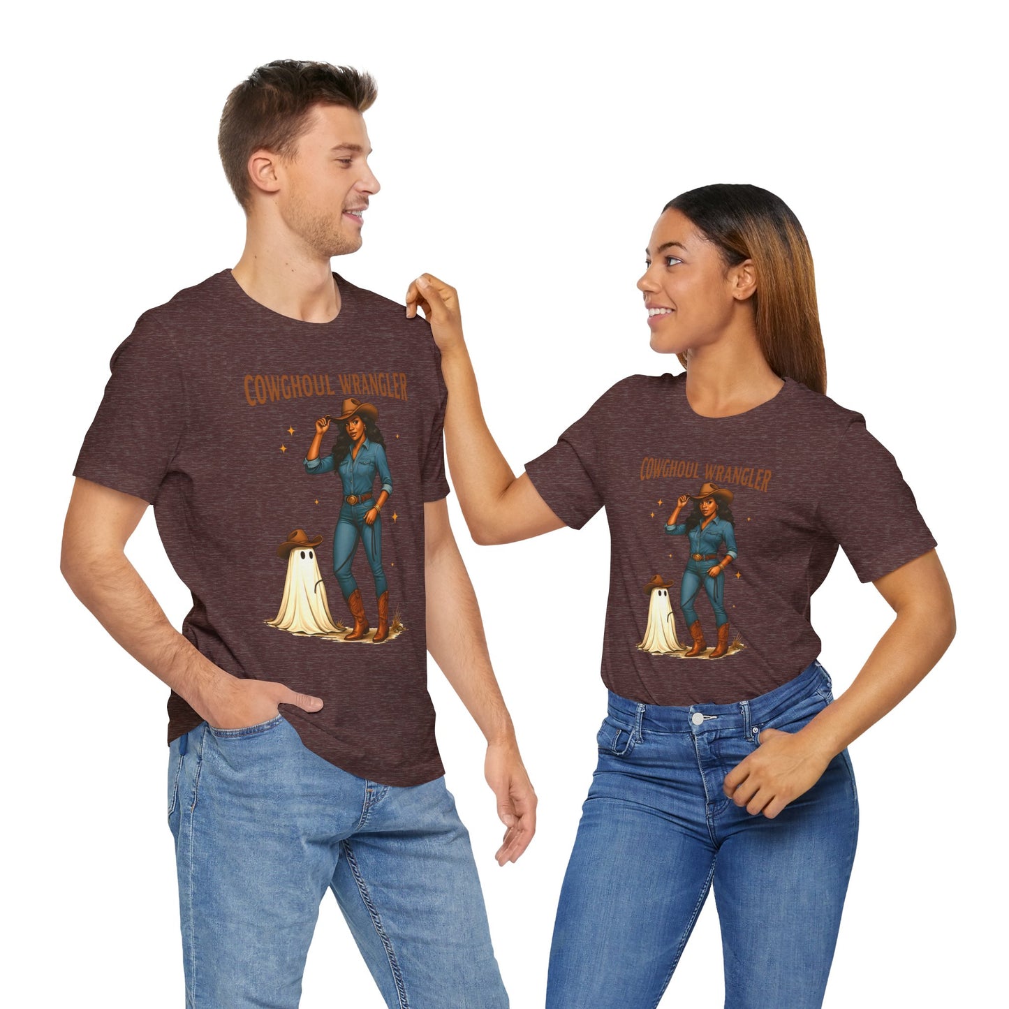Cowghoul Wrangler Shirt Western Cowgirl Cowboy Ghost Halloween Tee, Spooky Rodeo Fall Outfit
