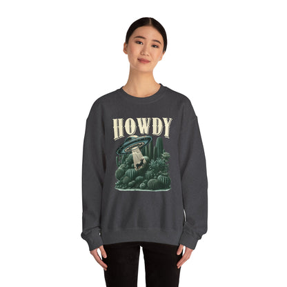 Howdy Cow Abduction Sweatshirt – Western UFO Rodeo Cactus Texas Pullover