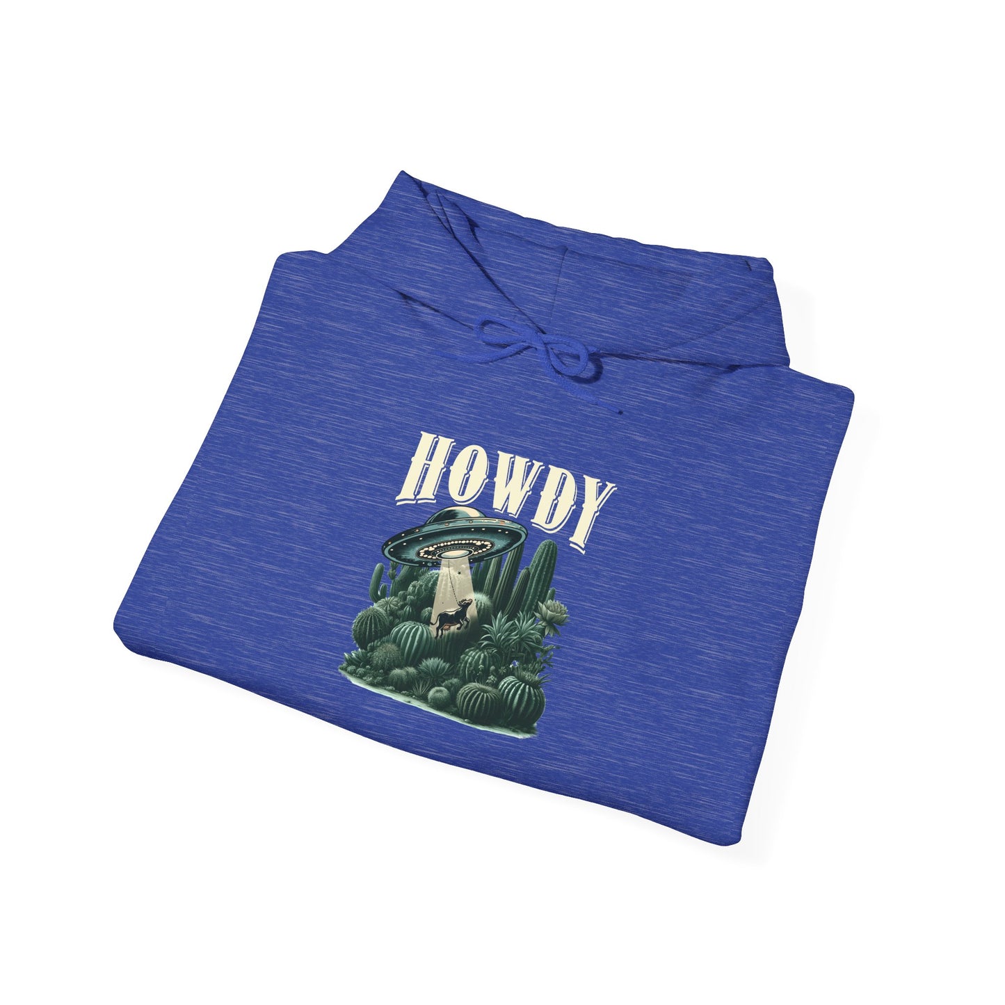 Howdy Cow Abduction Hoodie – Western UFO Rodeo Cactus Desert Texas Pullover