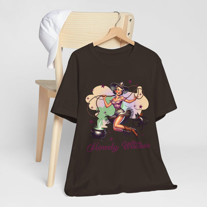 Howdy Witches Cowgirl Halloween Rodeo Western Black Cat T-Shirt