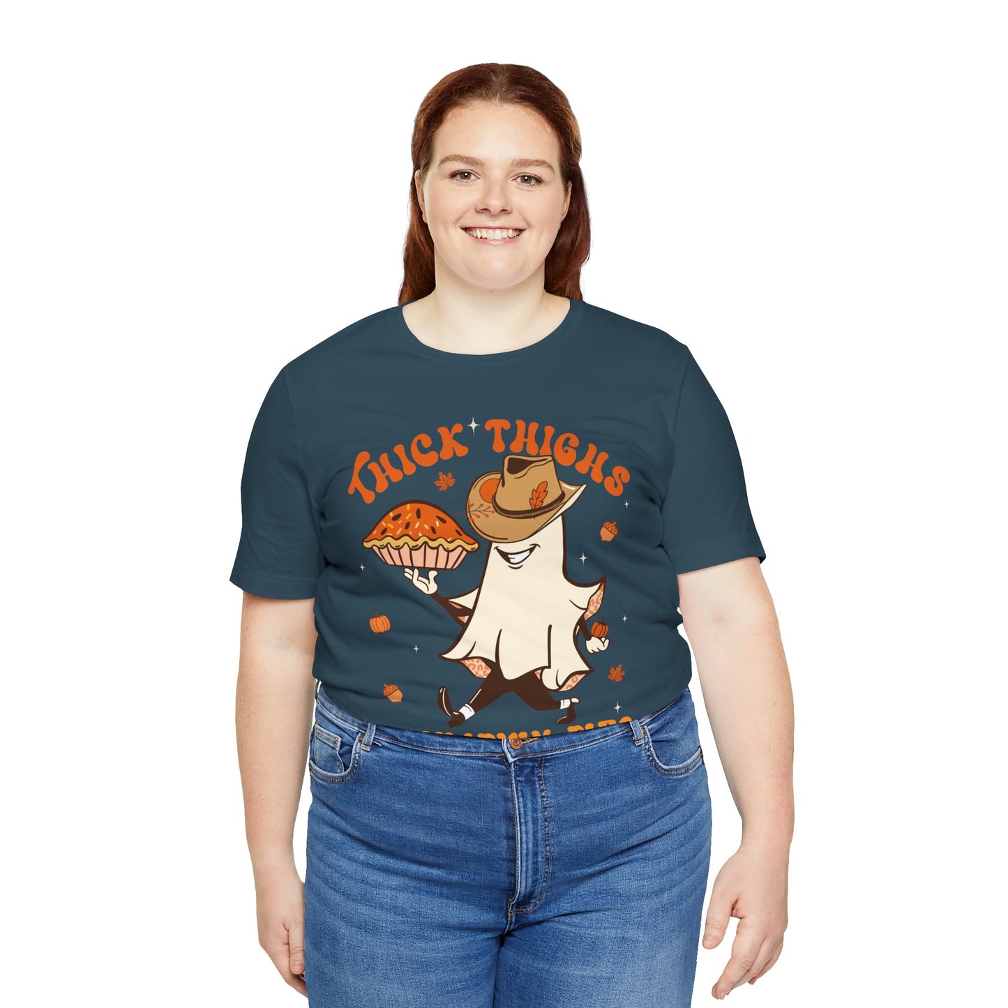 Thick Thighs Pumpkin Pies Shirt – Funny Howdy Ghost Western Halloween Tee