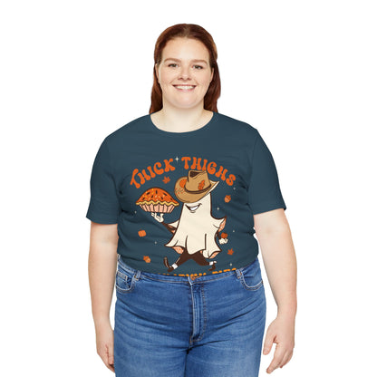 Thick Thighs Pumpkin Pies Shirt – Funny Howdy Ghost Western Halloween Tee