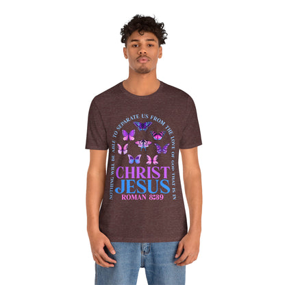 The Love of God in Christ Jesus Shirt – Boho Butterfly Romans 8:39 Faith Tee