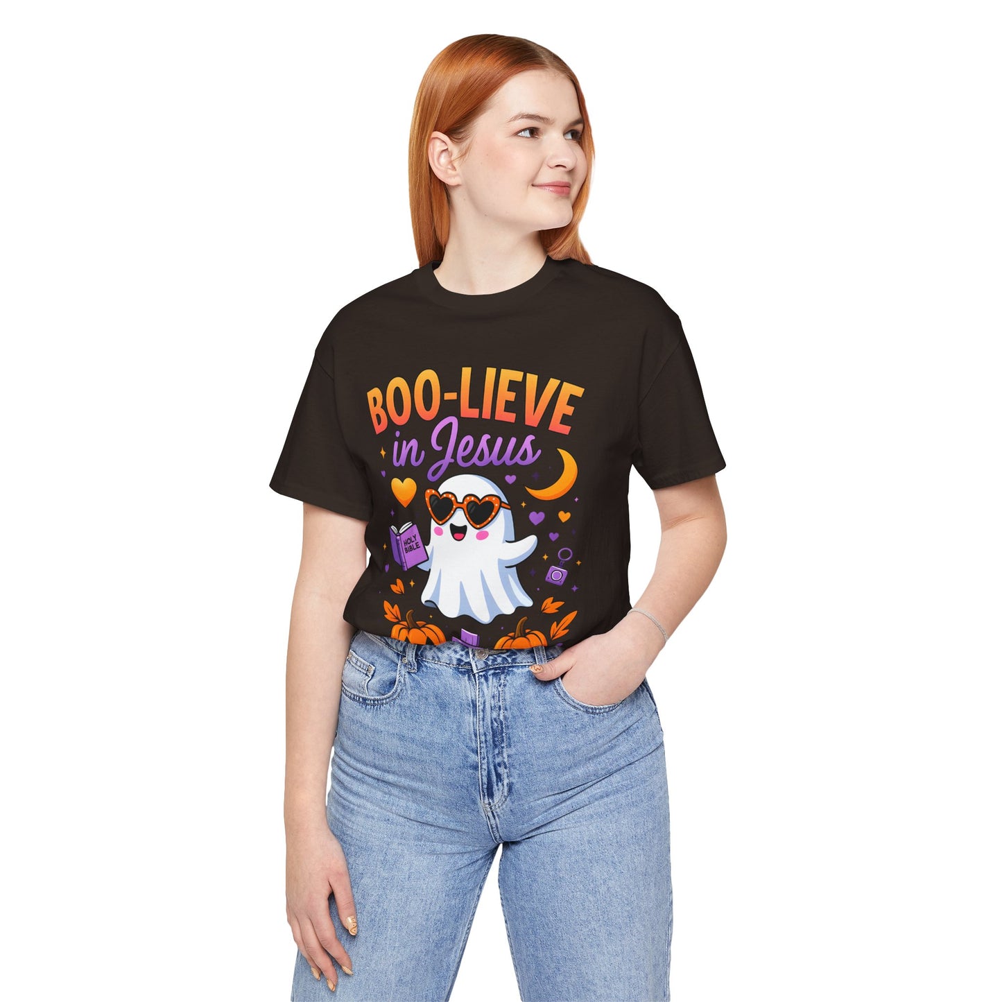 Boo-lieve in Jesus Shirt – Pastel Ghost Funny Christian Halloween Faith Tee