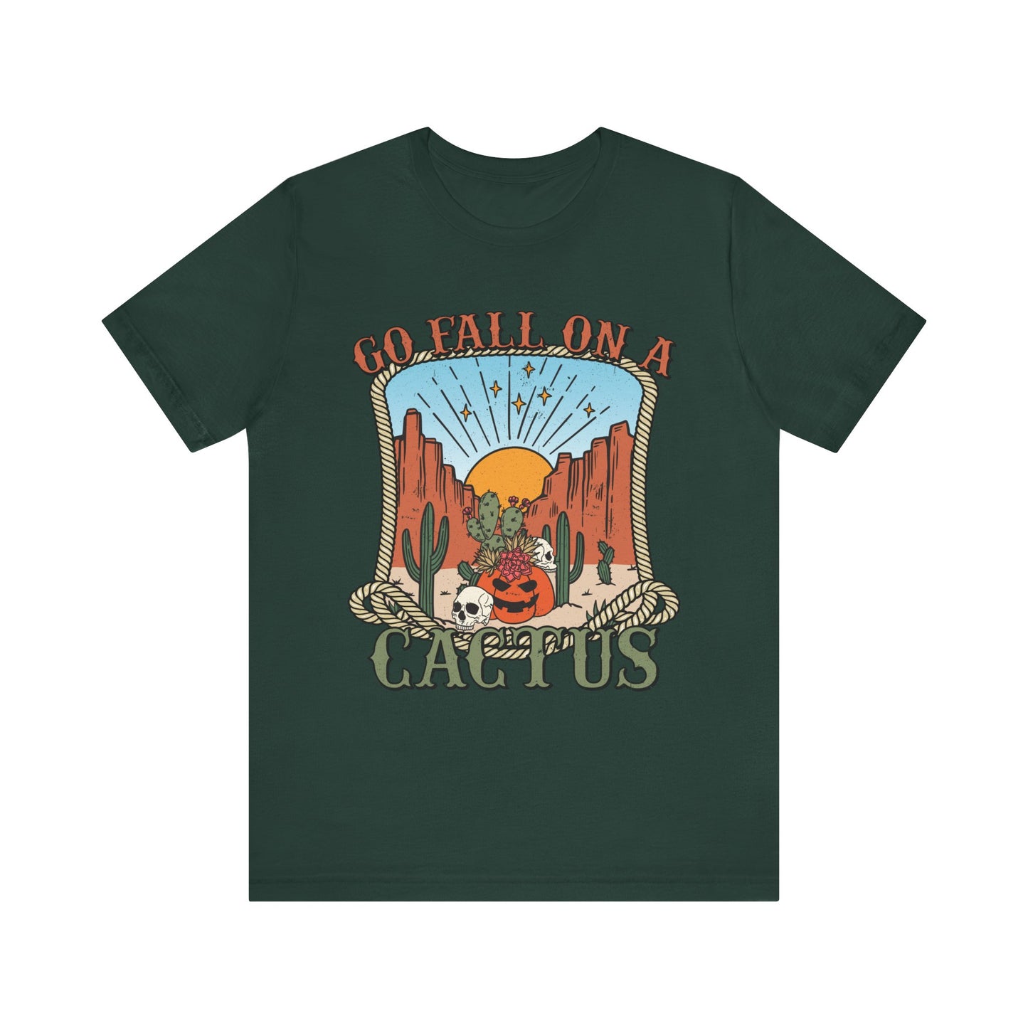 Go Fall On A Cactus Shirt Funny Western Pumpkin Halloween Howdy Tee