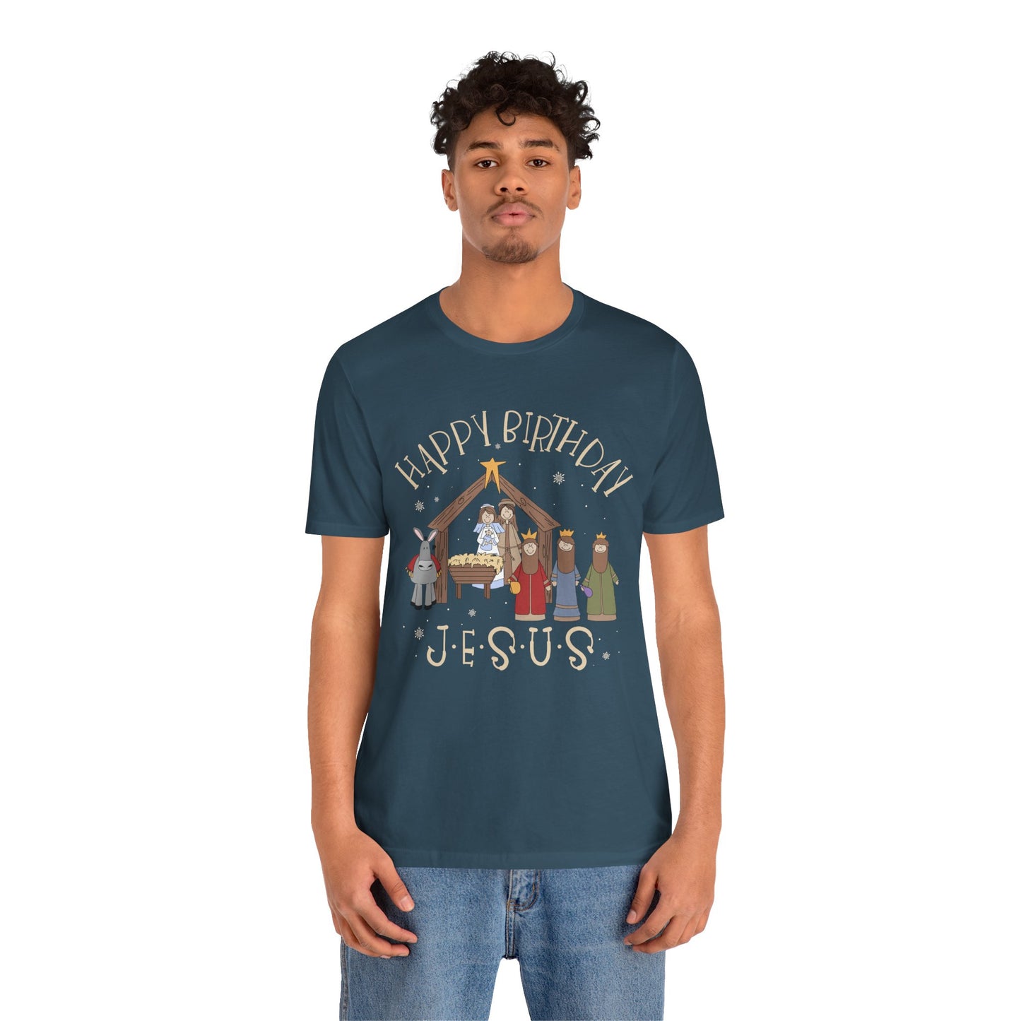 Nativity Happy Birthday Jesus Shirt – Christian Faith-Filled Christmas Tee
