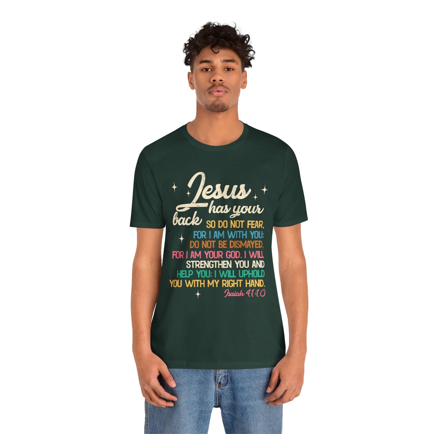 Jesus Has Your Back Shirt – Christian Bible Verse Encouraging Faith Scripture Tee