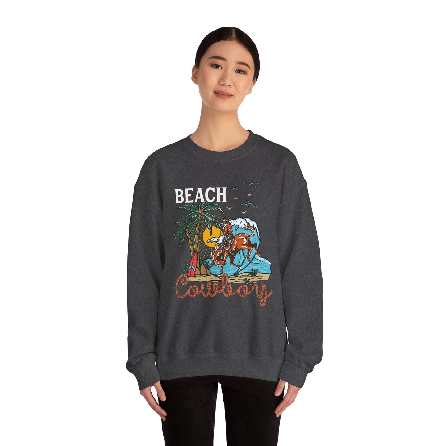 Beach Cowboy Sweatshirt – Tropical Palm Tree Western Rodeo Texas Pullover