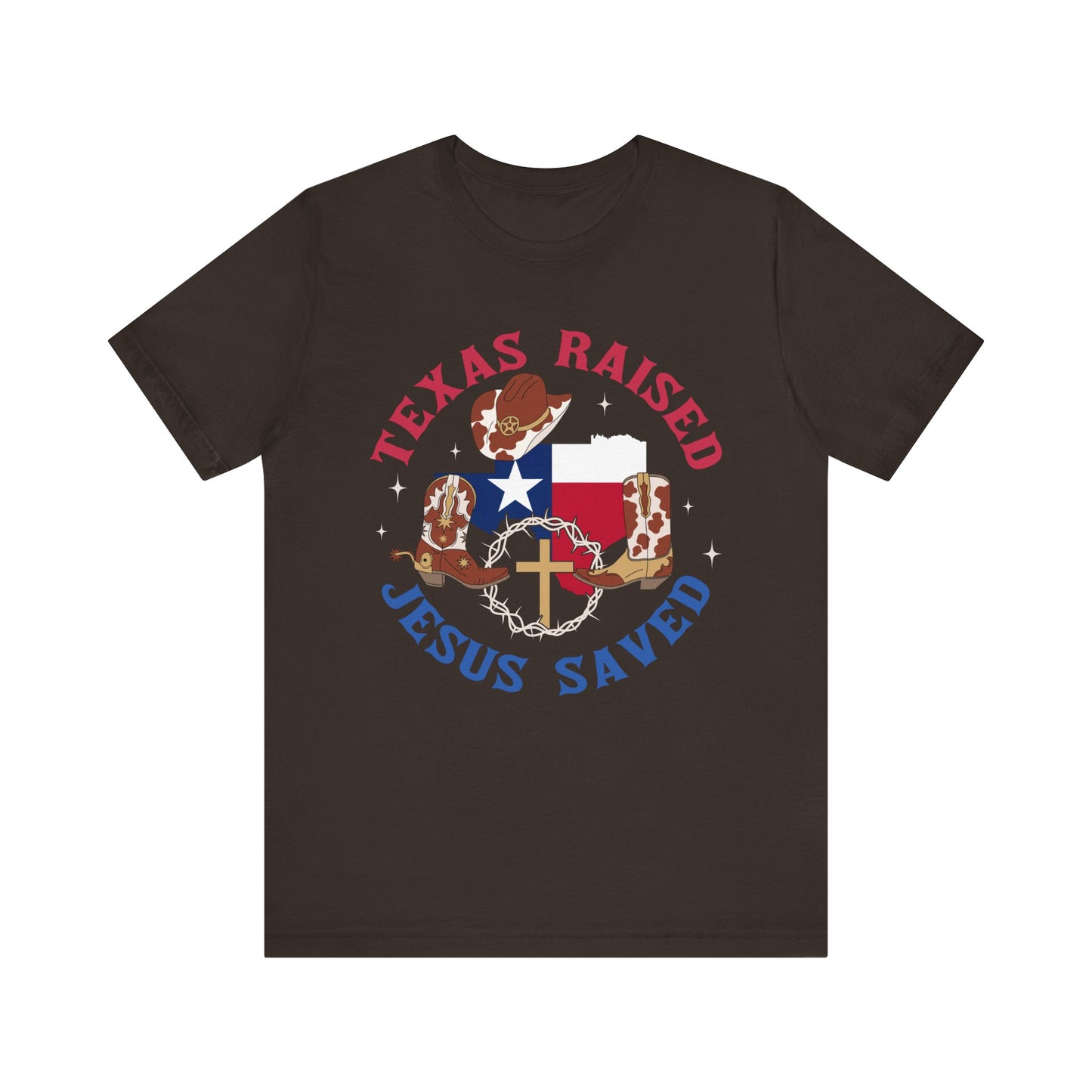 Southern Jesus Saved Shirt – Texas Raised Cowboy Christian Western Tee