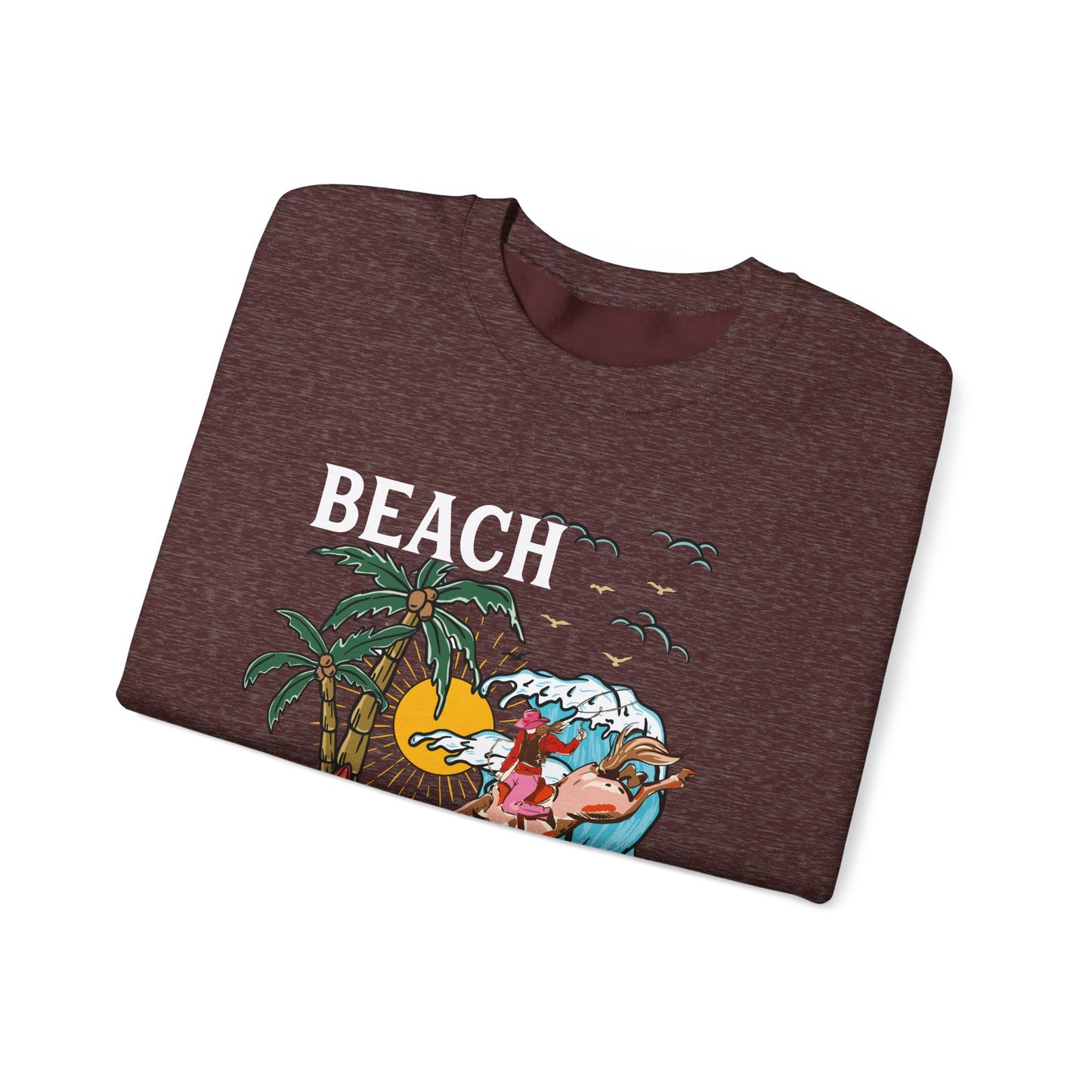 Beach Cowgirl Sweatshirt – Tropical Palm Tree Western Rodeo Texas Pullover
