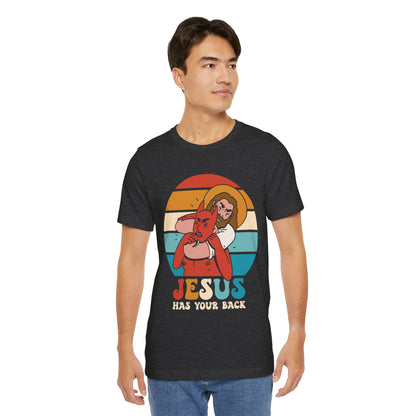 Hey Devil Jesus Has Your Back T-Shirt, Funny Christian Retro Halloween Tee