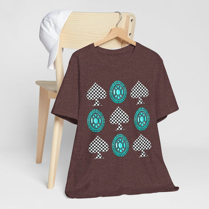 Western Turquoise Stone Shirt – Gemstone Playing Card Texas Rodeo Tee