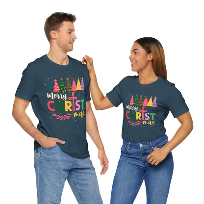 Retro Rustic Merry Christmas Shirt – Christian Cross Jesus Faith Holiday Tee
