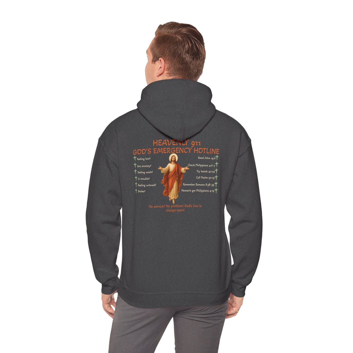 Heavenly 911 Hoodie – God’s Emergency Hotline Christian Bible Verse Pullover