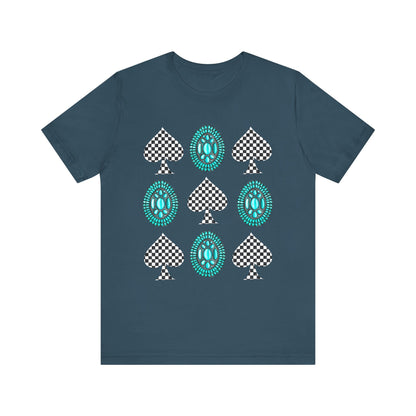 Western Turquoise Stone Shirt – Gemstone Playing Card Texas Rodeo Tee