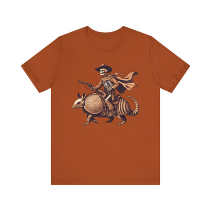 Cowboy Skeleton Riding Armadillo Shirt – Howdy Western Texas Rodeo Tee