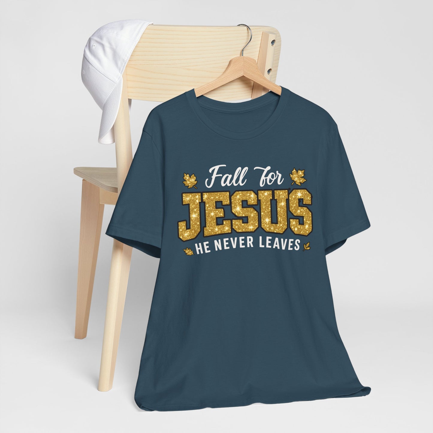 Fall for Jesus He Never Leaves Shirt – Christian Autumn Leaves Thanksgiving Tee