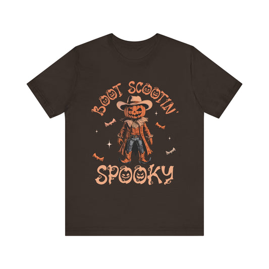 Boot Scootin’ Spooky Shirt – Funny Cowboy Pumpkin Head Western Halloween Tee