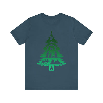 Nativity Christmas Tree Shirt – Christian Faith Holiday Pajama Top Tee