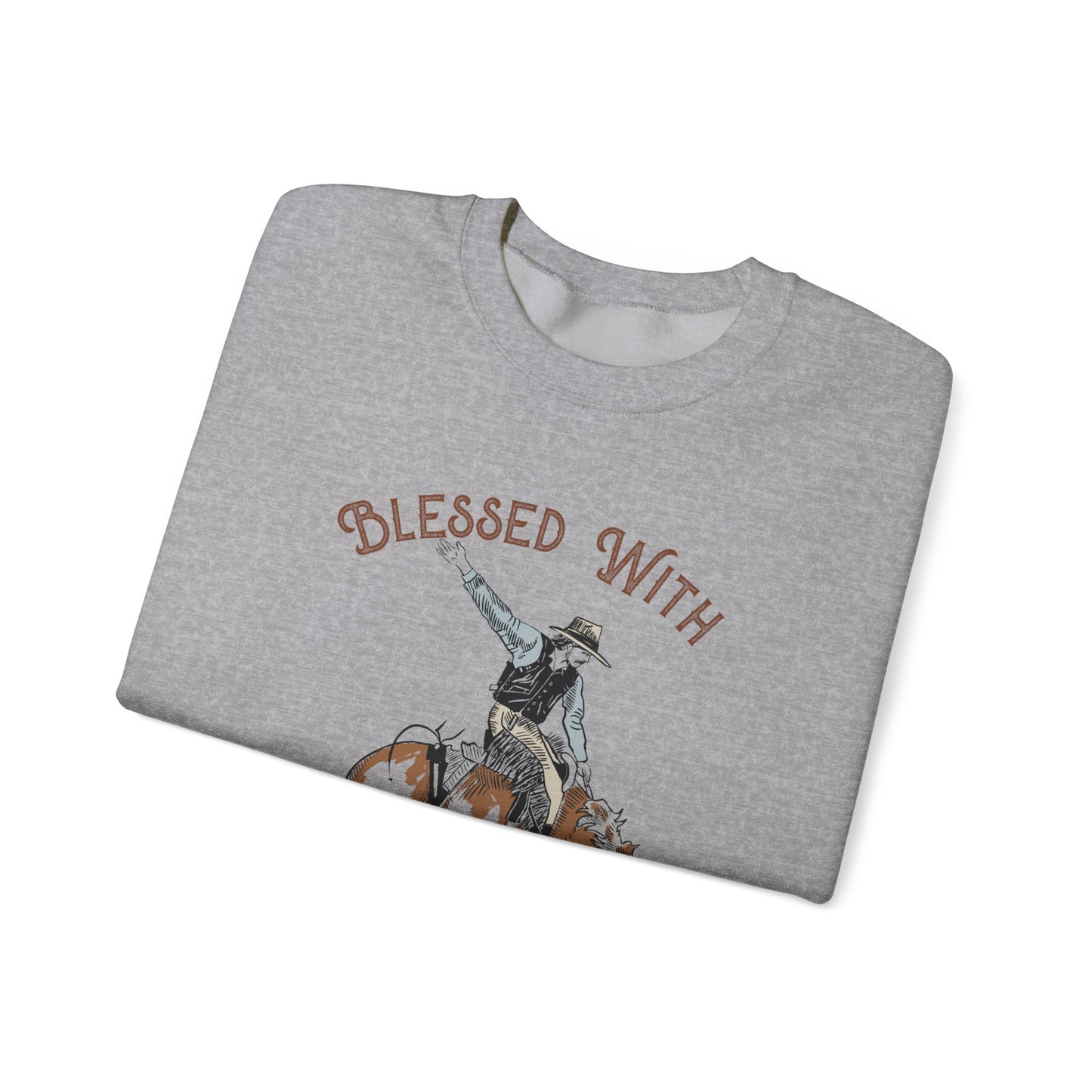 Blessed with a Cowboy Sweatshirt – Retro Christian Western Rodeo Pullover