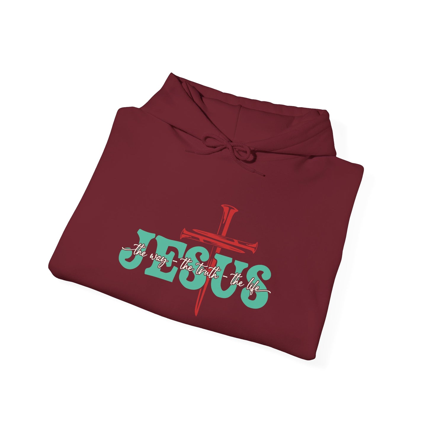 The Way Truth Life Christ Jesus Cross Nails Christian Bible Hoodie