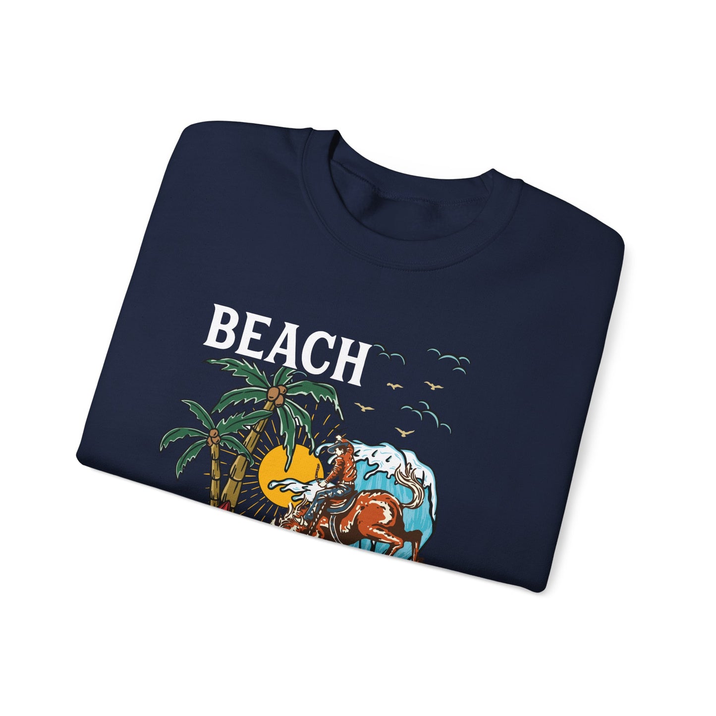 Beach Cowboy Sweatshirt – Tropical Palm Tree Western Rodeo Texas Pullover