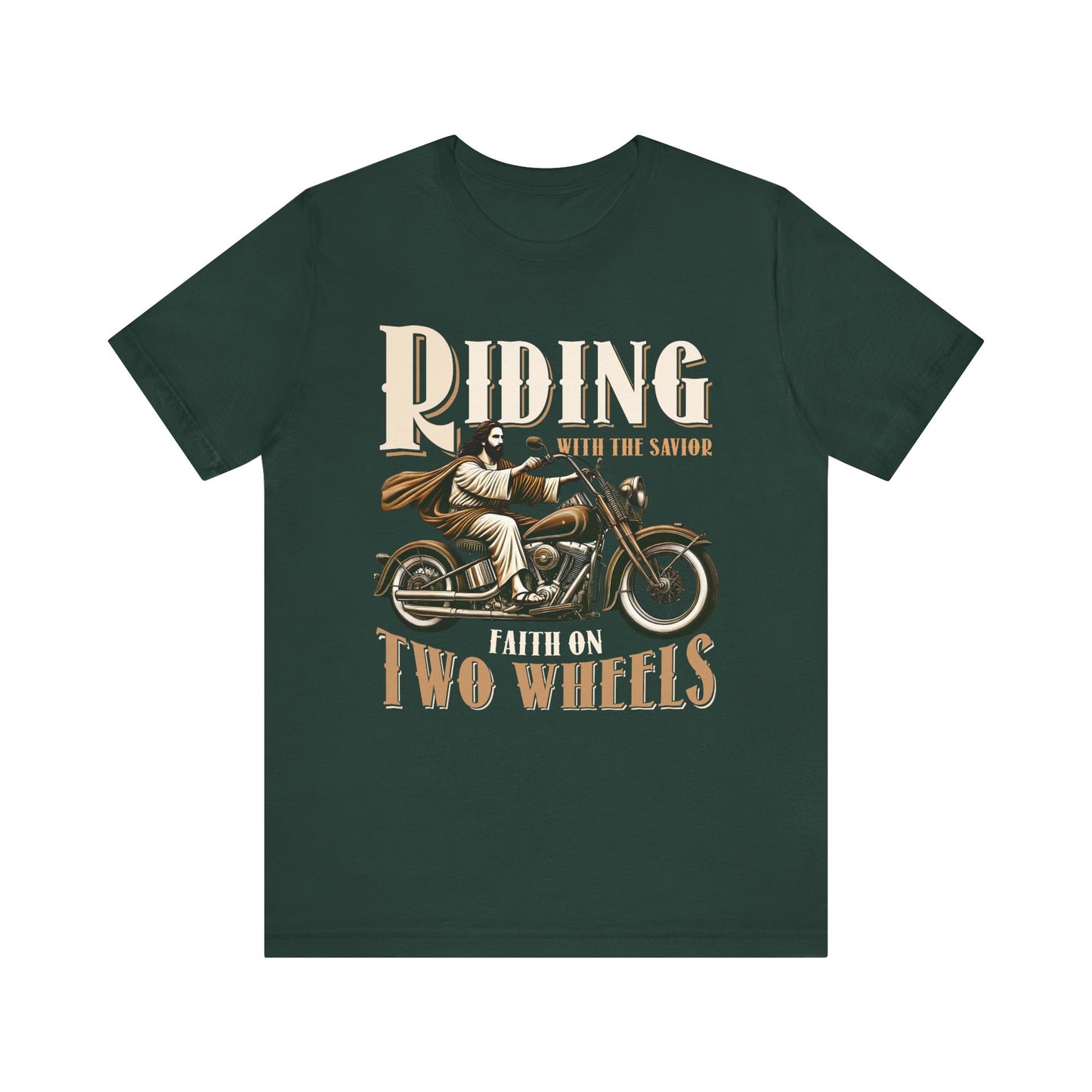 Riding With the Savior Shirt – Christian Biker Motorcycle Faith Graphic Tee