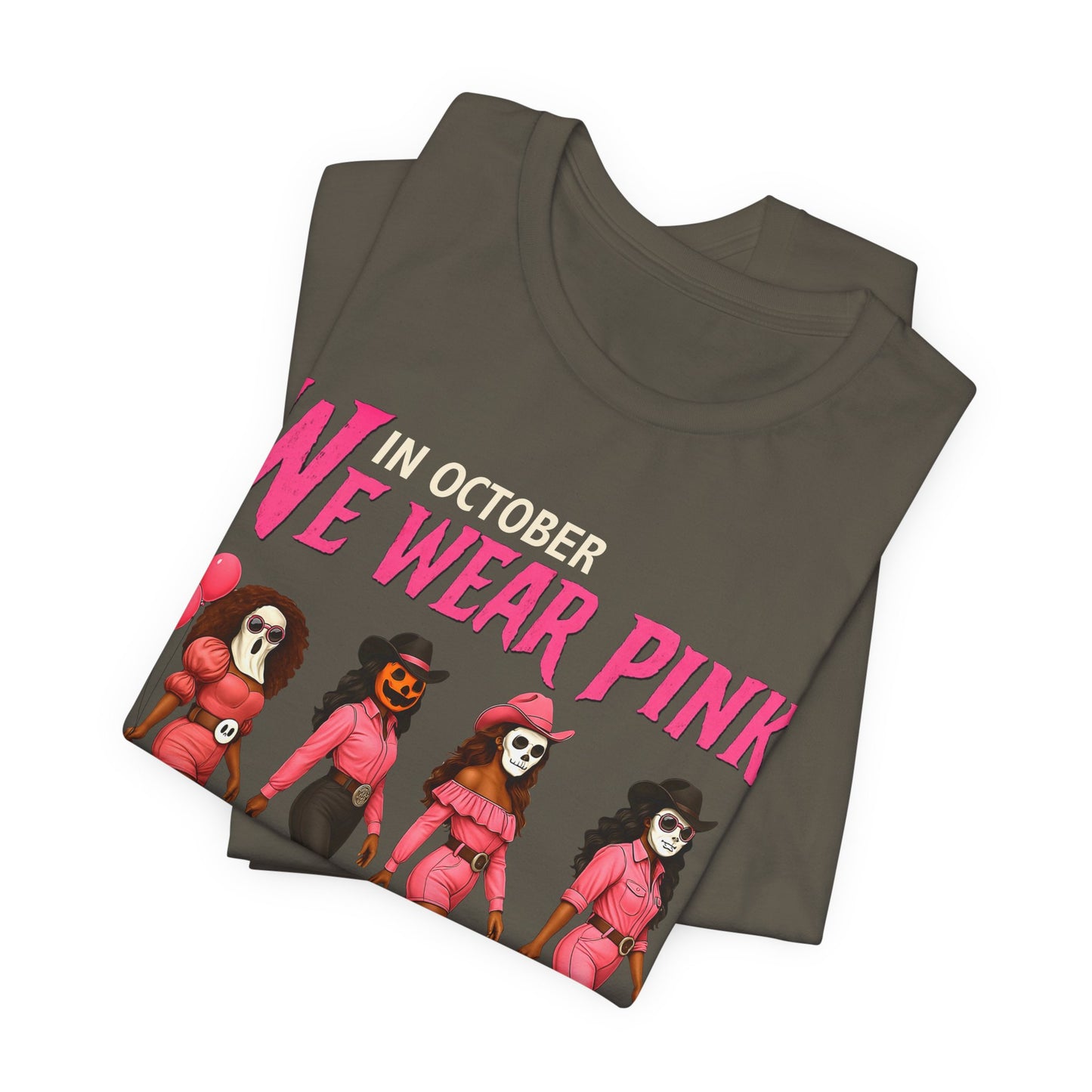 In October We Wear Pink Shirt – Spooky Cowgirl Western Halloween Tee
