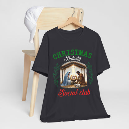 Christmas Nativity Social Club Shirt – Christian Nativity Scene Holiday Tee