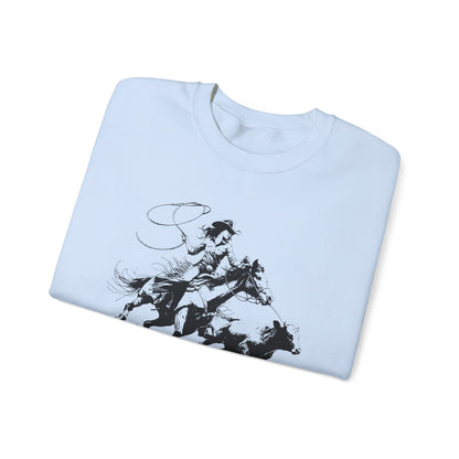 Cowgirl Roping Calf Sweatshirt – Western Horse Rodeo Racing Farm Pullover