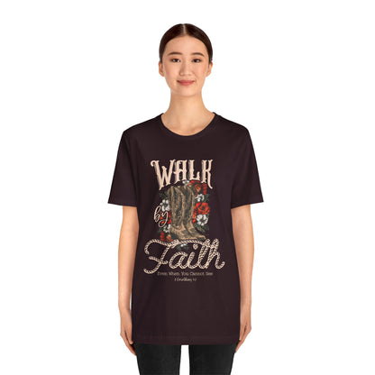 Walk by Faith Shirt – 2 Corinthians 5:7 Christian Jesus Bible Verse Tee