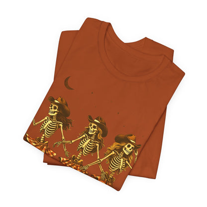 Skeleton Cowgirls Shirt Line Dancing Western Halloween Rodeo Tee