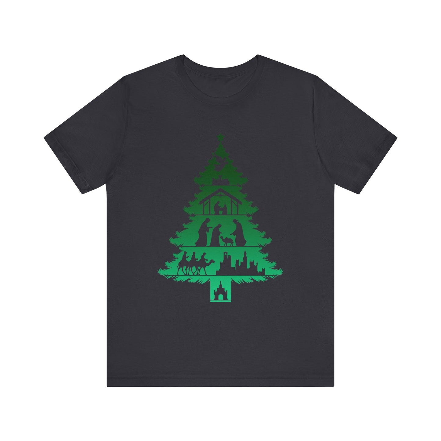 Nativity Christmas Tree Shirt – Christian Faith Holiday Pajama Top Tee
