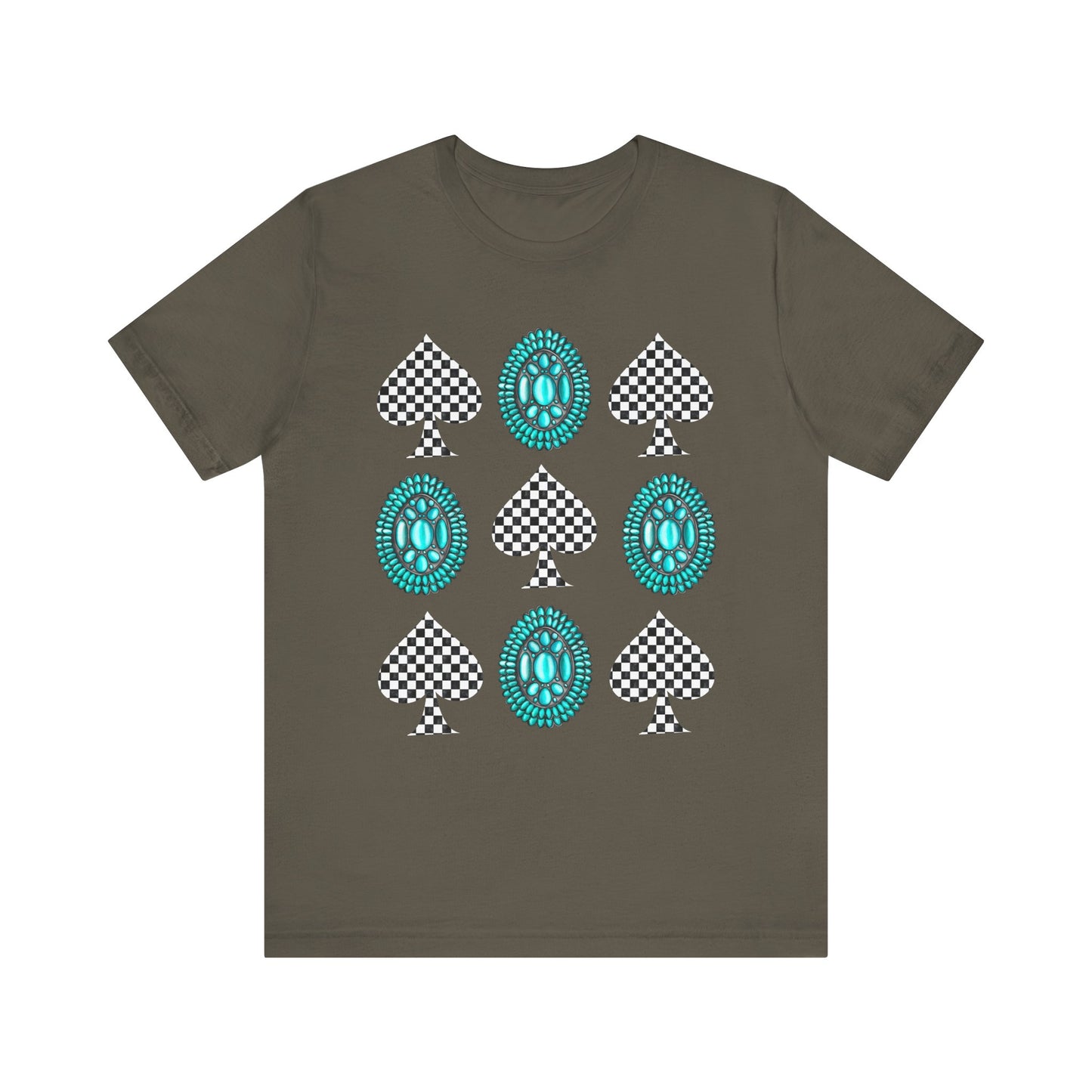 Western Turquoise Stone Shirt – Gemstone Playing Card Texas Rodeo Tee