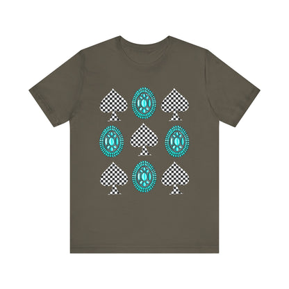 Western Turquoise Stone Shirt – Gemstone Playing Card Texas Rodeo Tee