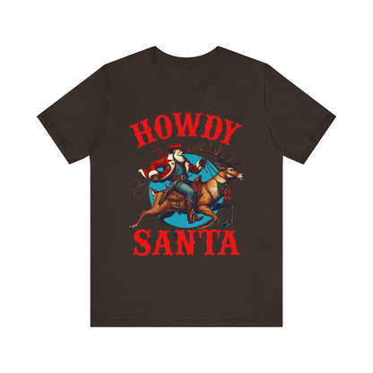 Howdy Santa Shirt – Funny Western Cowboy Riding Reindeer Christmas Rodeo Tee