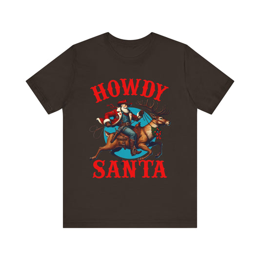 Howdy Santa Shirt – Funny Western Cowboy Riding Reindeer Christmas Rodeo Tee