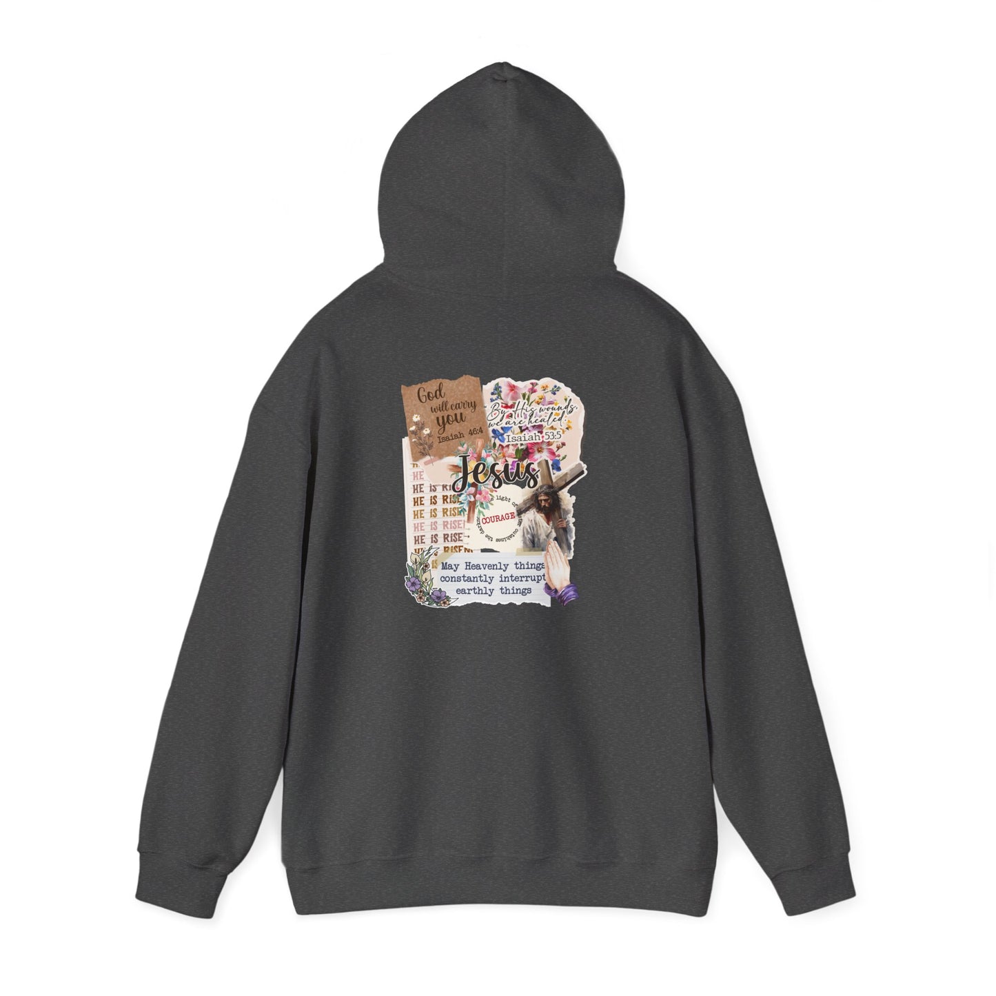 Jesus Collage Floral Hoodie – Christian Faith Bible Verses Cross Pullover