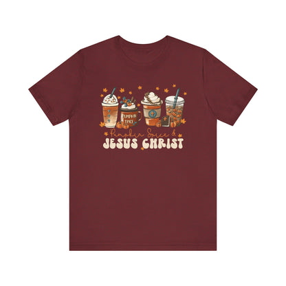 Coffee Pumpkin Spice & Jesus Christ Shirt – Christian Fall Latte Thanksgiving Tee