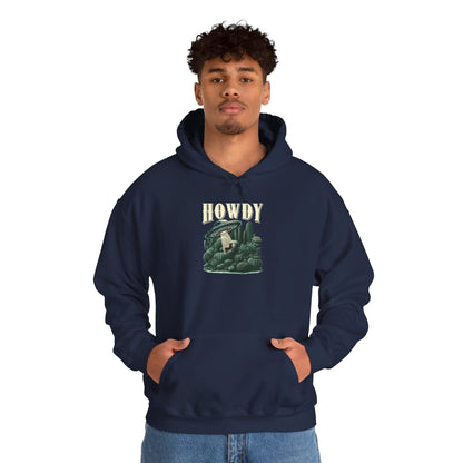 Howdy Cow Abduction Hoodie – Western UFO Rodeo Cactus Desert Texas Pullover