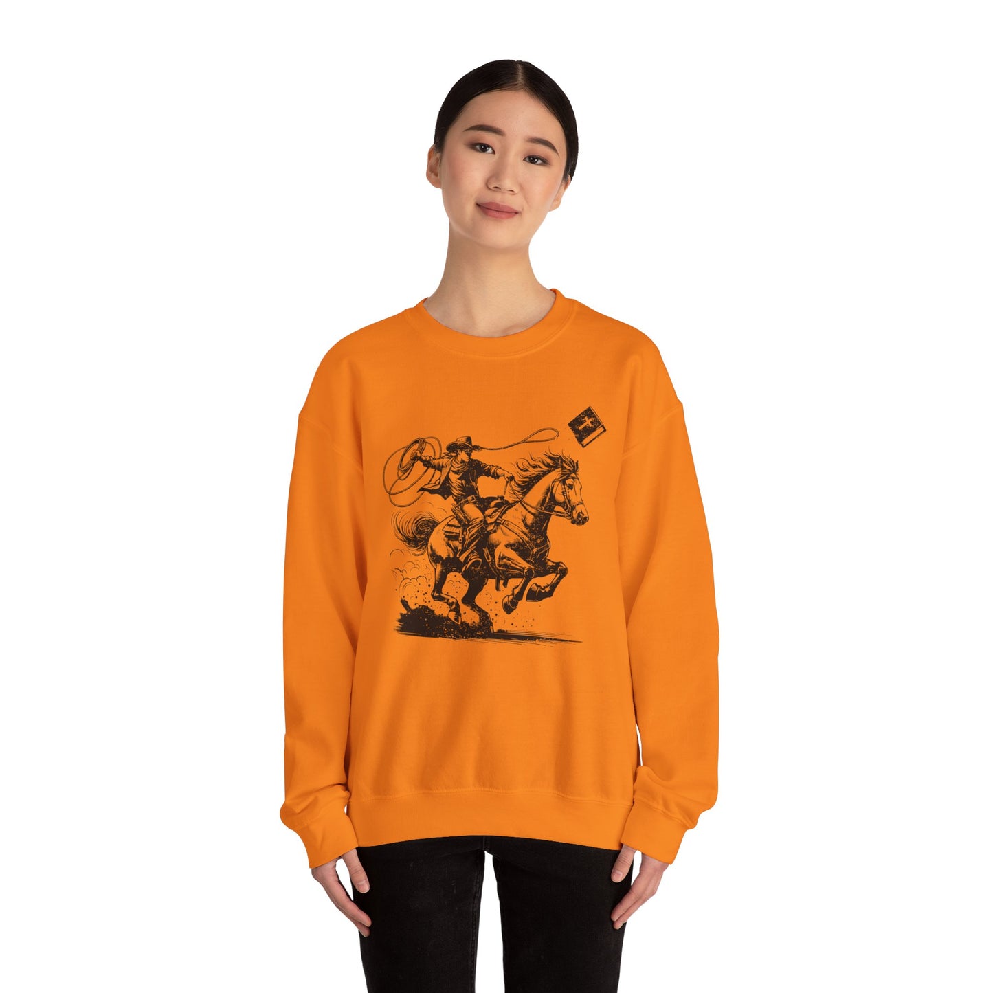 Retro Cowboy Riding Horse Sweatshirt – Christian Scripture Western Rodeo Pullover